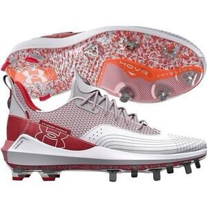 Under Armour UA Harper 7 Low ST Metal Baseball Cleats Red/White Men's size 12